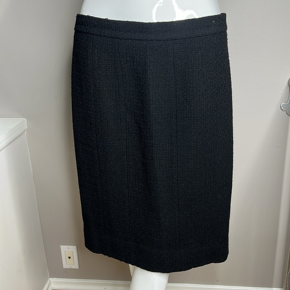 Chloe Sz 44 Black Wool Crepe Fully Lined Midi Pencil Skirt